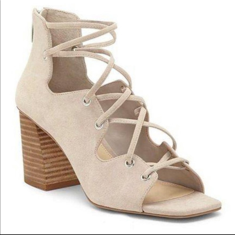 Vince Camuto Nahara Lace-Up Sandal Beige Suede